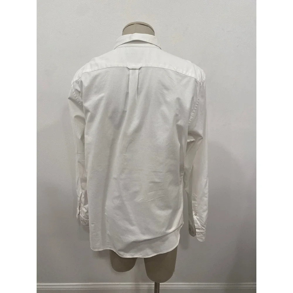 Banana Republic Button Down Shirt Mens XL White Grant Fit Stretch Oxford Cotton